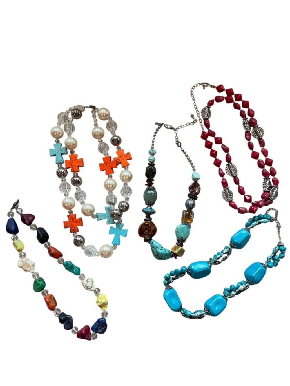 Southwestern Native Western Cowgirl Boho Fashion Design Chunky Necklace Lot of 5
